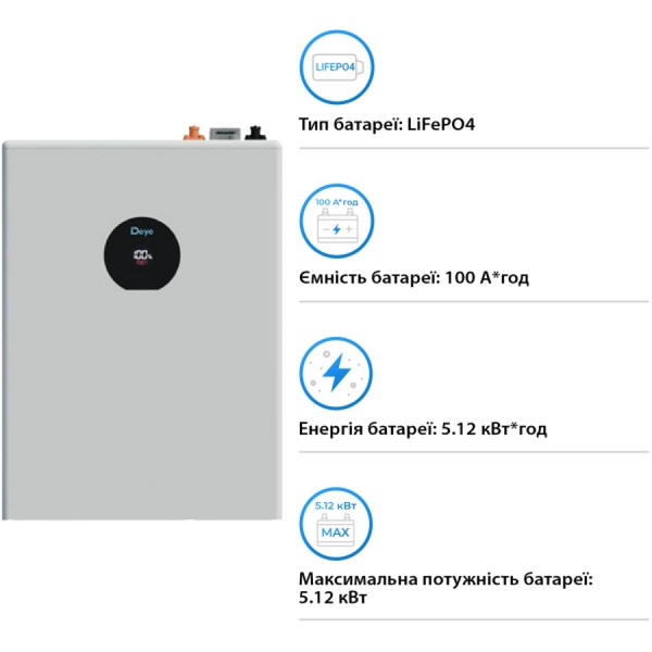Акумуляторна батарея Deye LiFePO4 51.2V 100Ah (SE-F5 Pro-C) SE-F5 Pro-C фото